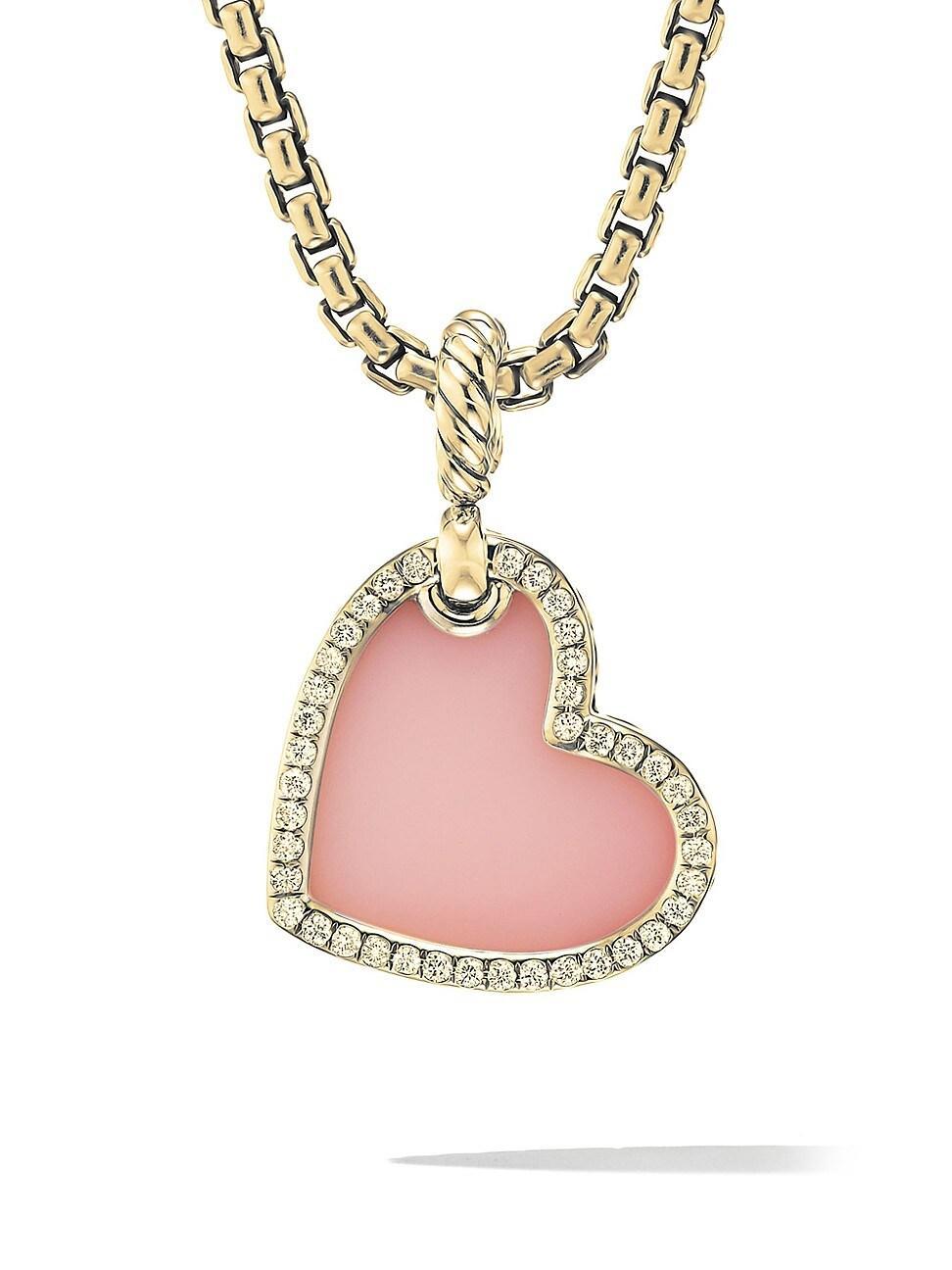 Womens Heart Amulet In 18K Yellow Gold With Gemstone And Pav Diamonds Product Image