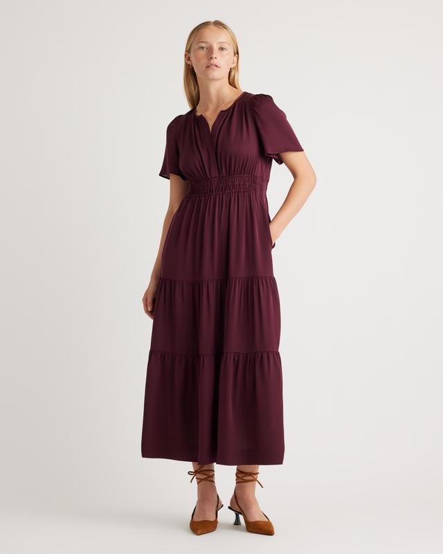 Washable Stretch Silk Tiered Maxi Dress Product Image