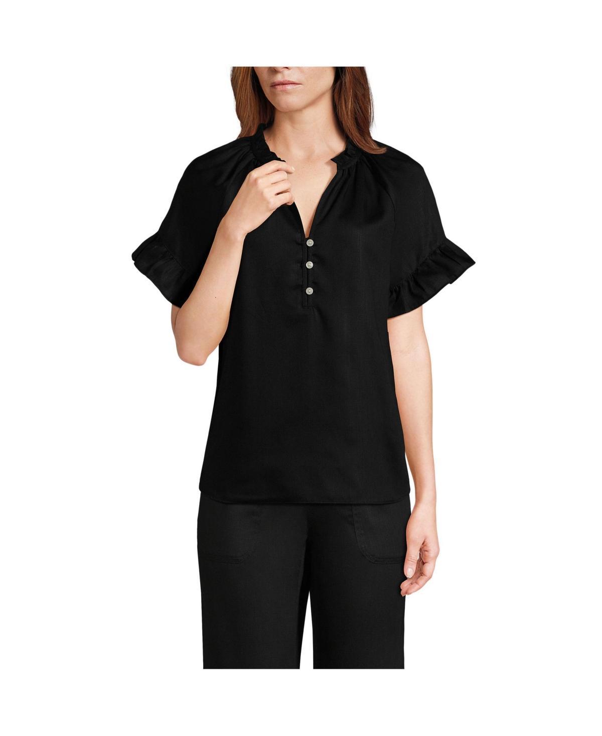 Lands End Womens Tencel Fiber Ruffle Blouse Product Image