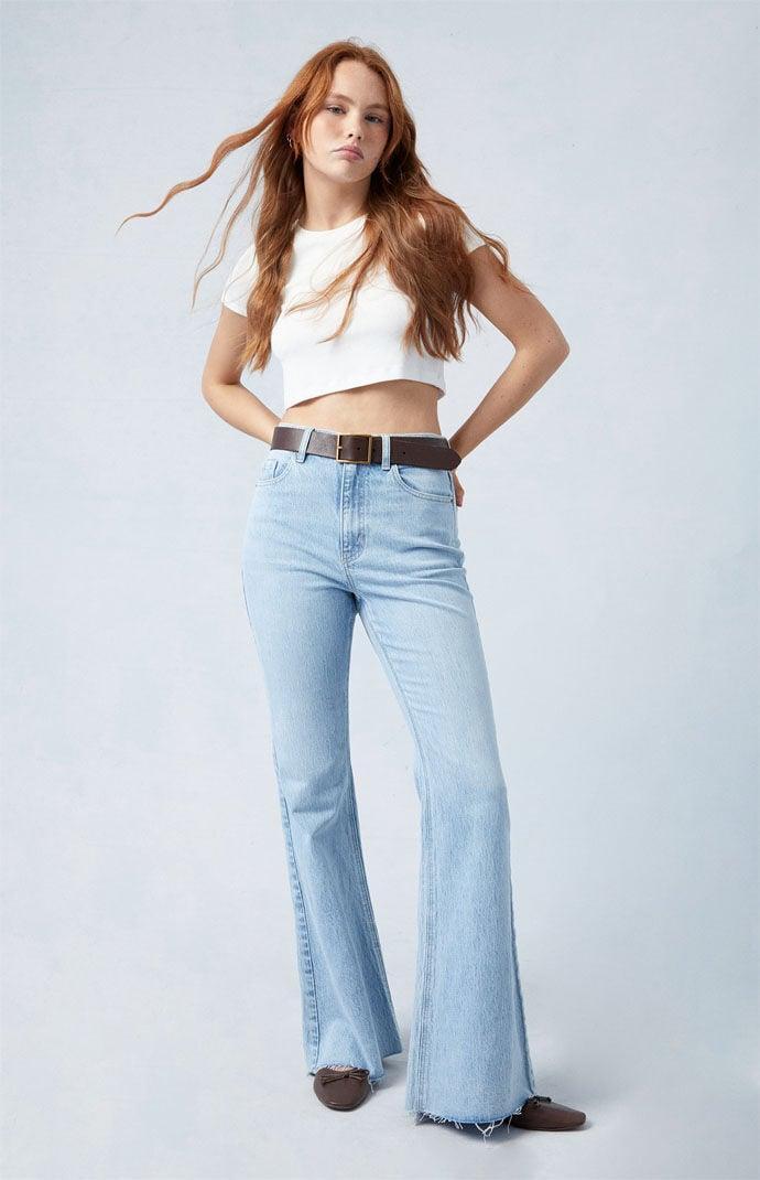 Women's Eco Stretch Light Indigo High Waisted Flare Jeans Product Image