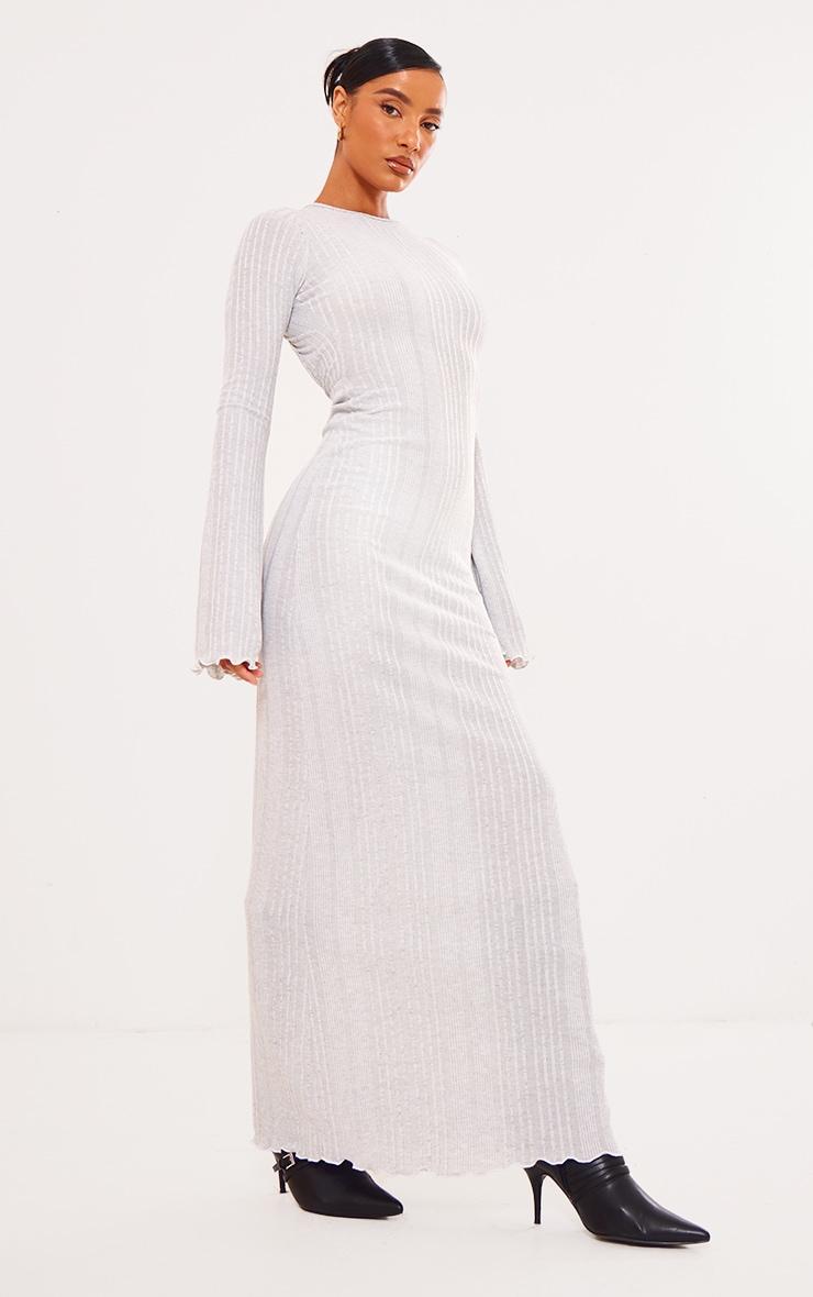 Grey Rib Low Back Maxi Dress Product Image