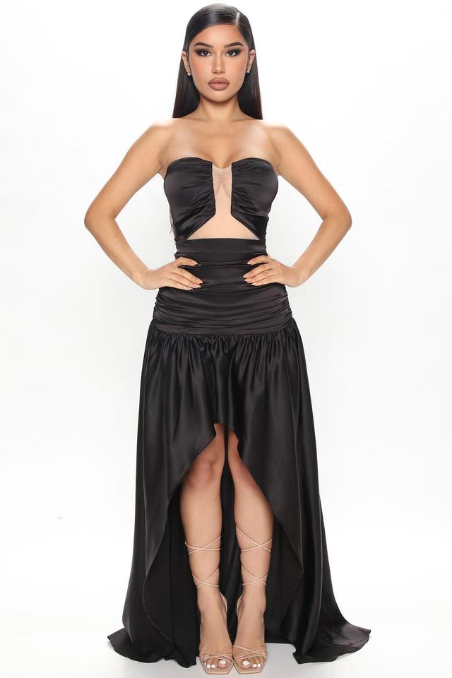 Adelia Satin Maxi Dress - Black Product Image