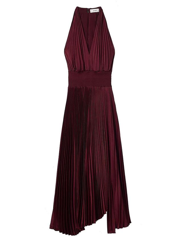 Womens Rose Satin Pleated Midi-Dress Product Image