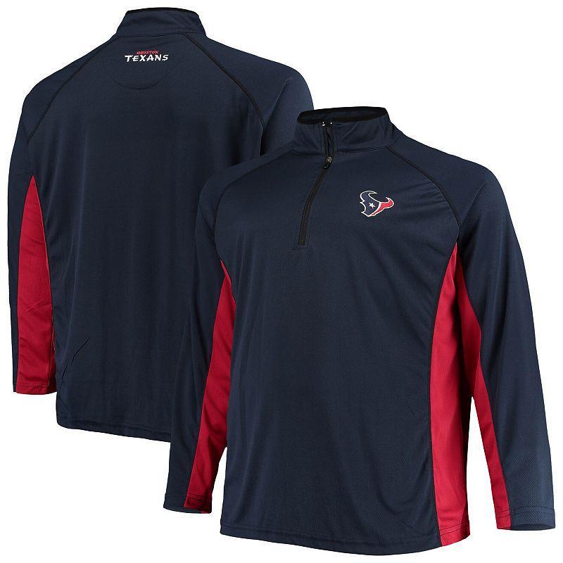 Mens Fanatics Branded /Red Houston Texans Big & Tall Polyester Quarter-Zip Raglan Jacket Blue Product Image