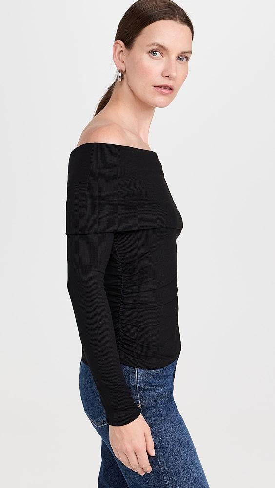 LNA Liya Ribbed Fold Over Top | Shopbop Product Image