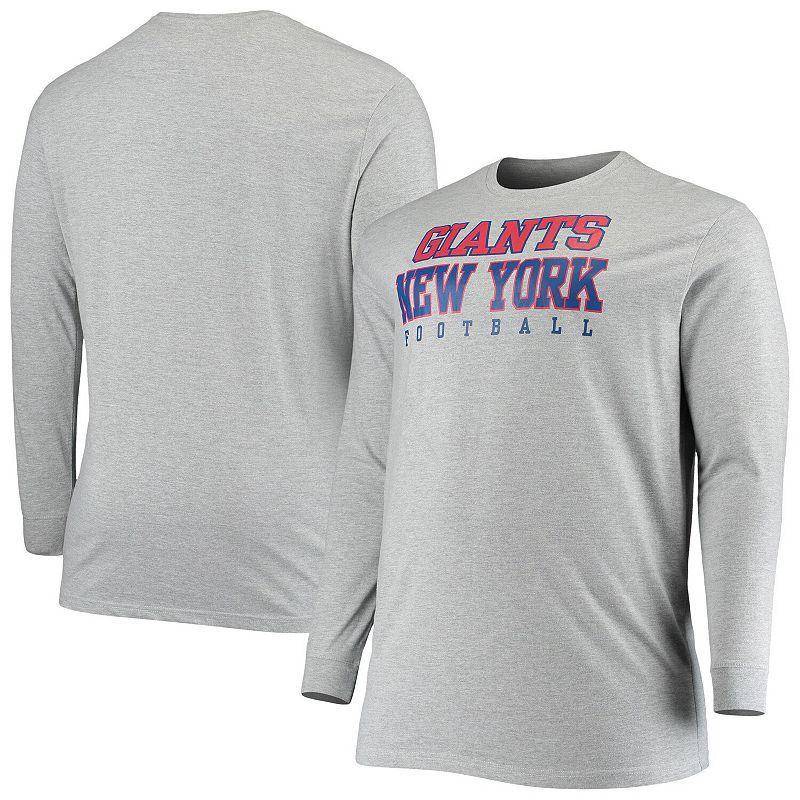 Mens Big and Tall Heathered Gray New York Giants Practice Long Sleeve T-shirt Product Image