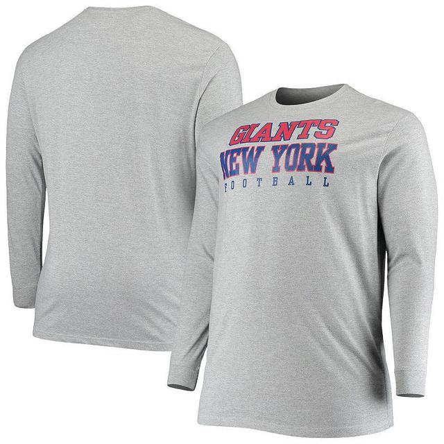 Mens Fanatics Branded Heathered Gray New York Giants Big & Tall Practice Long Sleeve T-Shirt Product Image