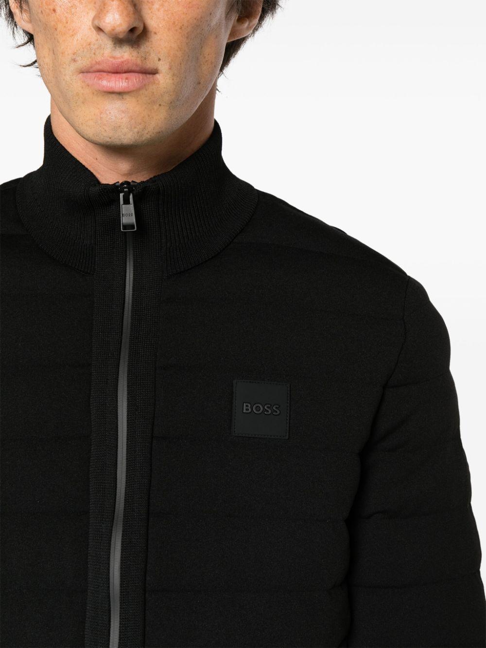 HUGO BOSS Rubberised-logo Quilted Puffer Jacket In Black Product Image