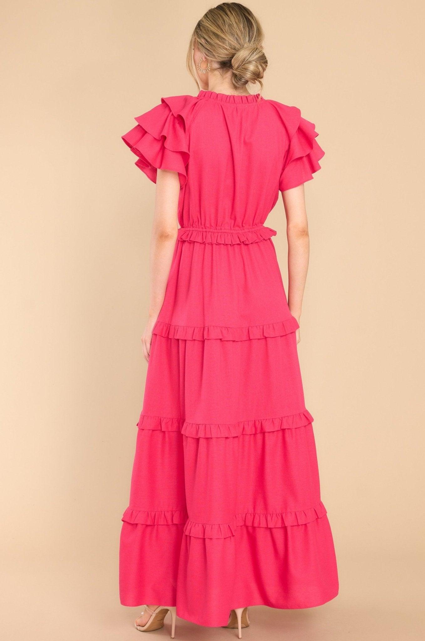 Aura Ruffle Some Feathers Lipstick Maxi Dress Pink Product Image