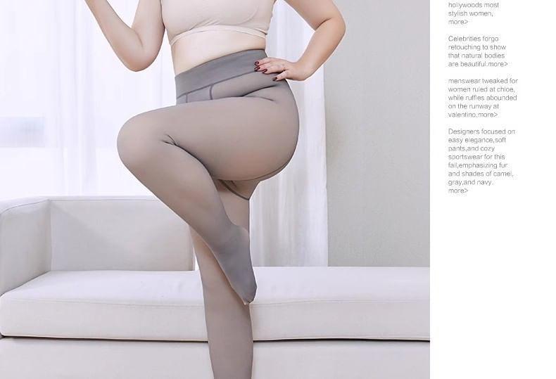 Plus Size Fleece Lined Plain Shaping Tights / Leggings Product Image