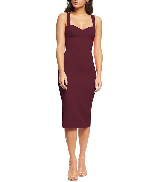 Dress the Population Nicole Sweetheart Neck Back Slit Sleeveless Sheath Midi Dress Product Image