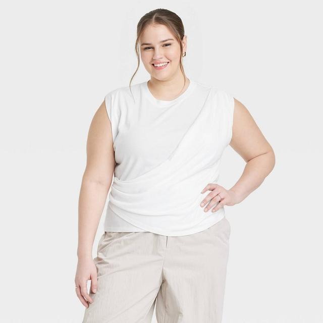 Womens Slim Fit Drape Wrap T-Shirt - A New Day White 3X Product Image