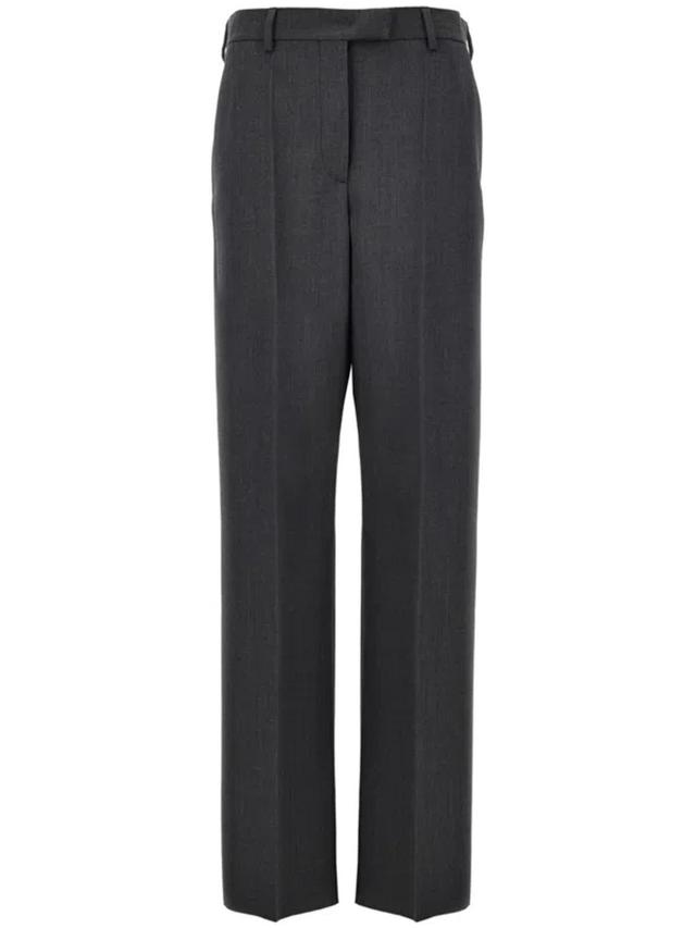 VALENTINO Pressed Crease Tailored Trousers In Gray Product Image