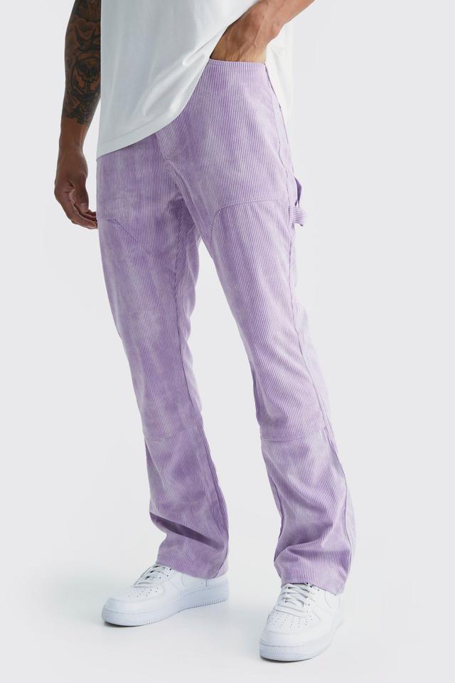 Fixed Waist Slim Flare Tie Dye Cord Pants | boohooMAN USA Product Image