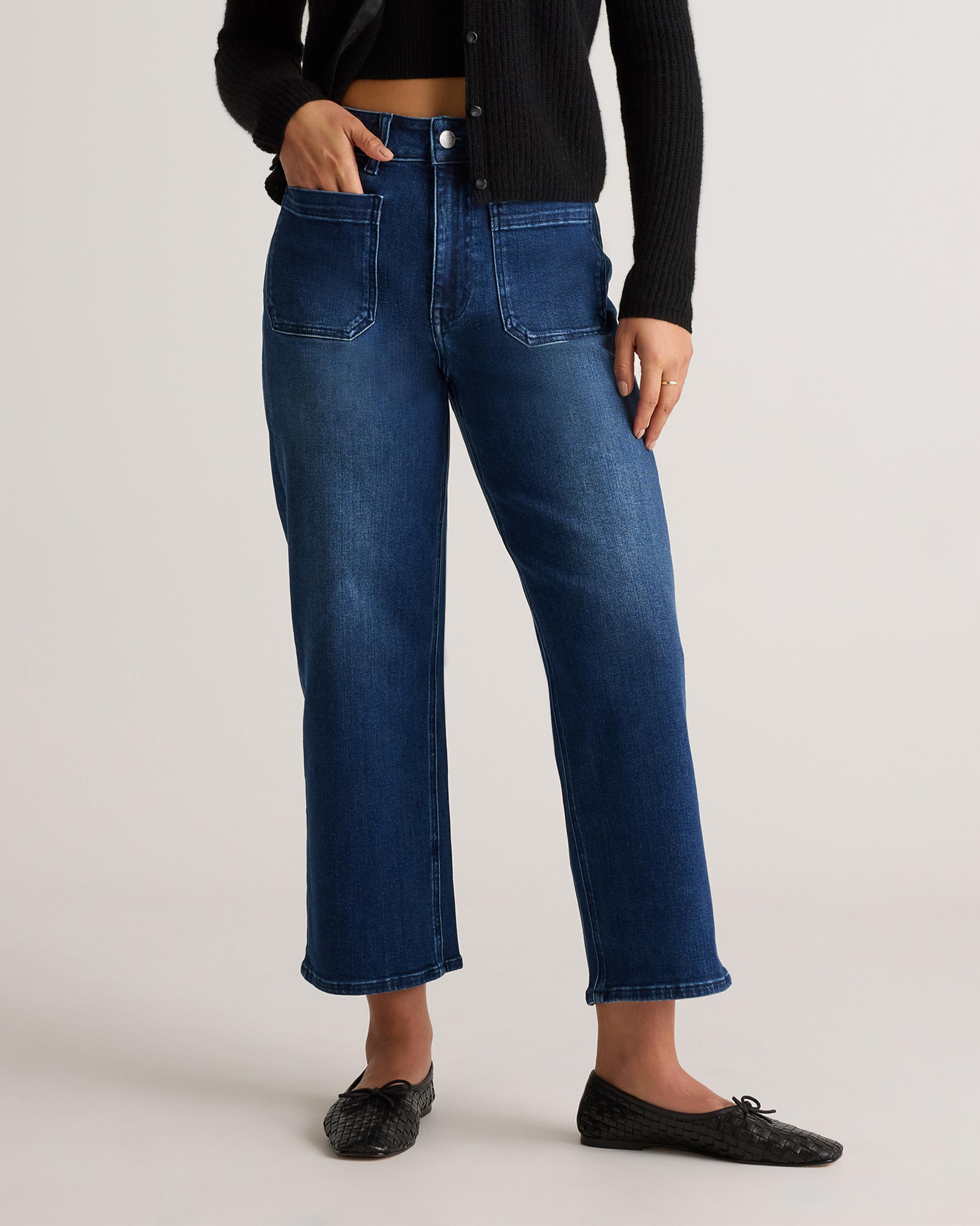 Stretch Patch Pocket Cropped Wide Leg Jeans product image