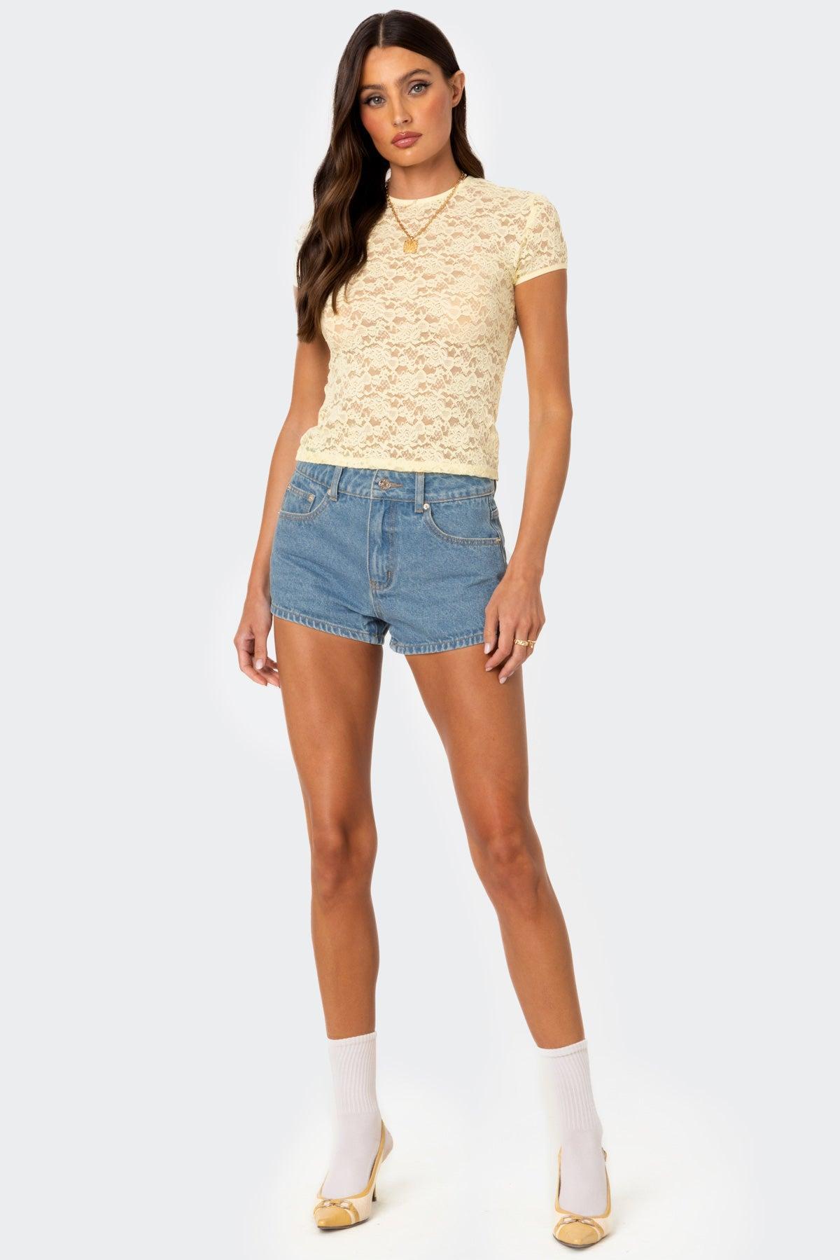 Kaori Sheer Lace T Shirt Product Image