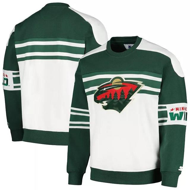 Mens Starter Minnesota Wild Defense Fleece Crewneck Pullover Sweatshirt Product Image