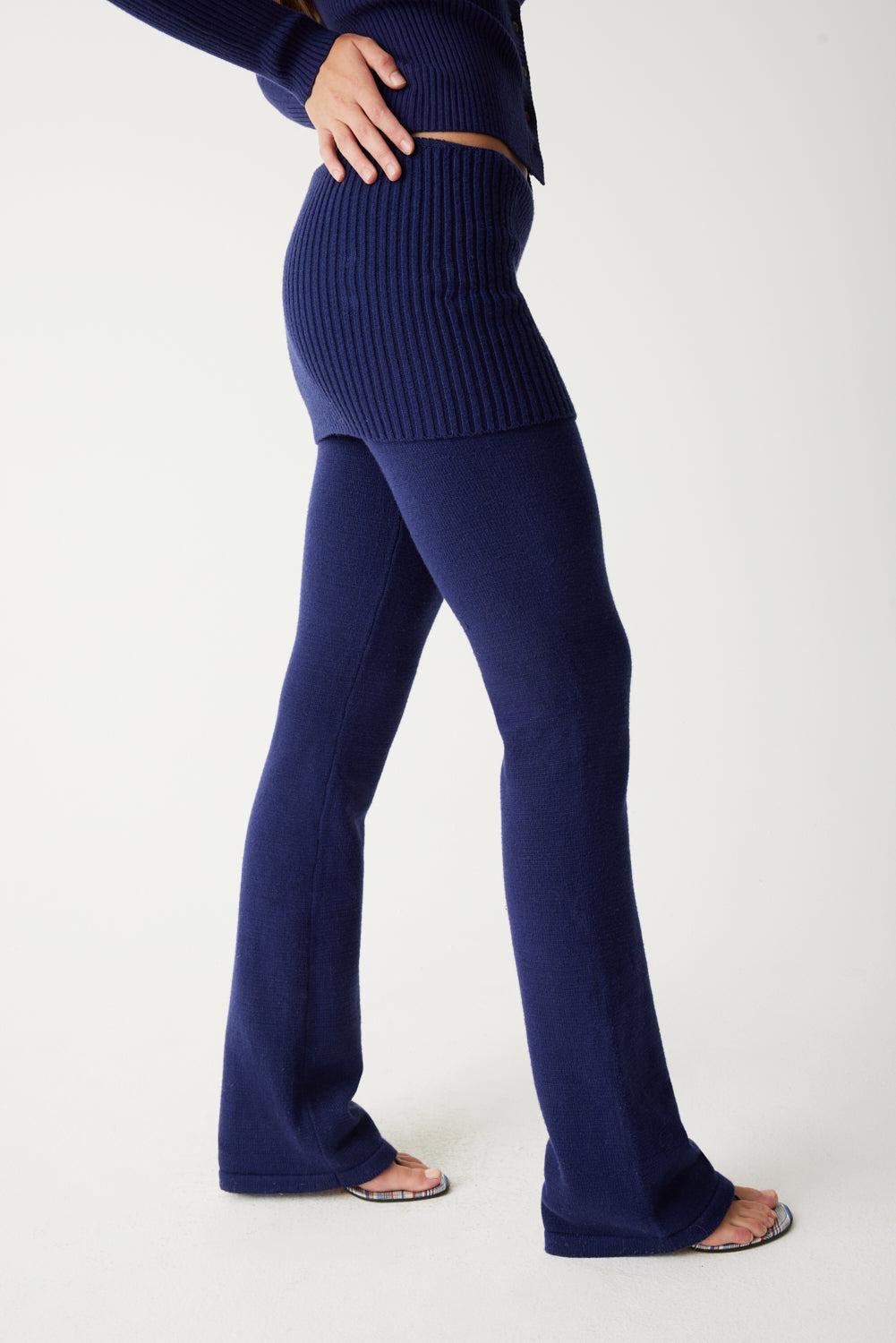 Mason Cloud Knit Flare Pant - Luna Blue Product Image