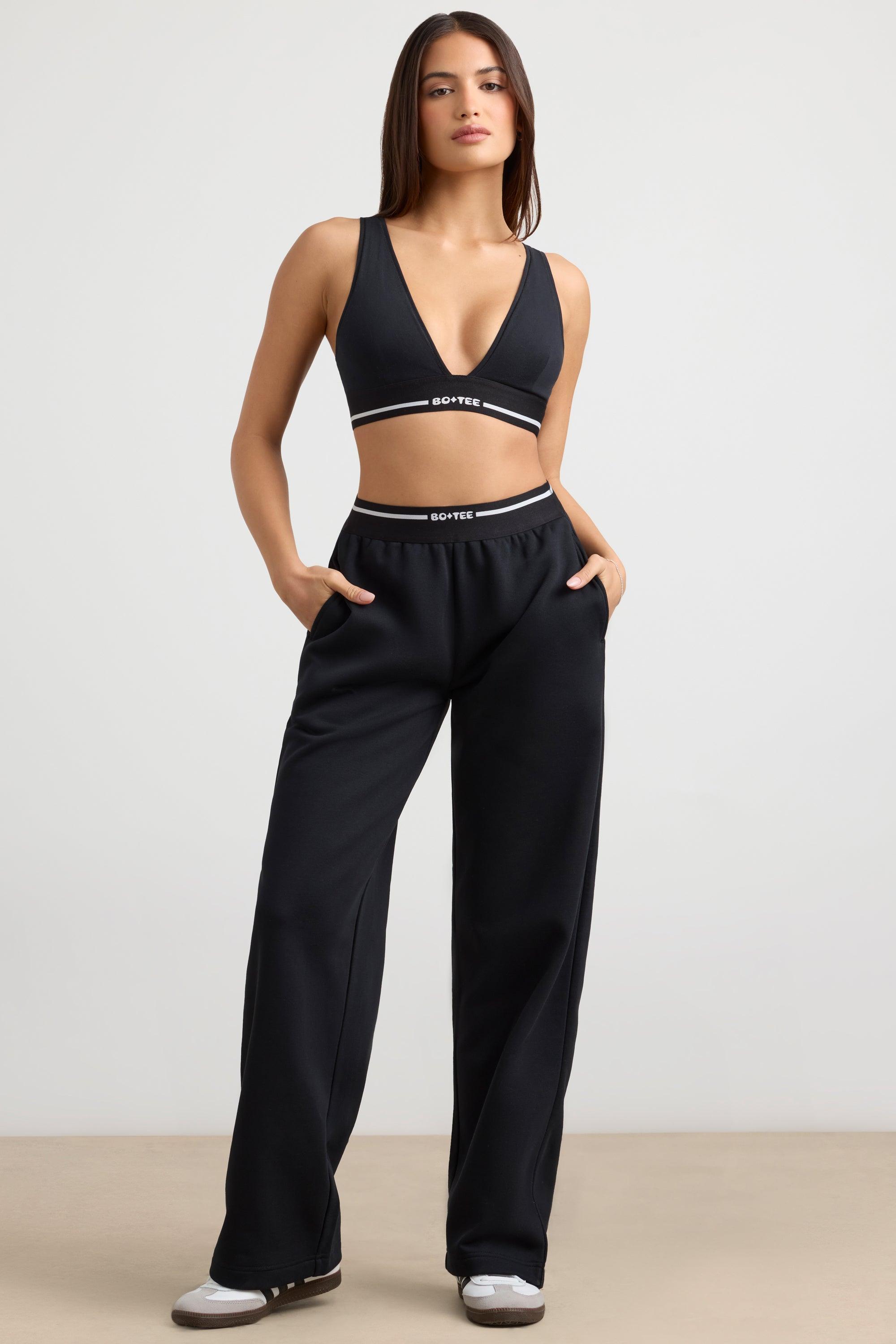 High-Waist Straight-Leg Joggers in Black Product Image