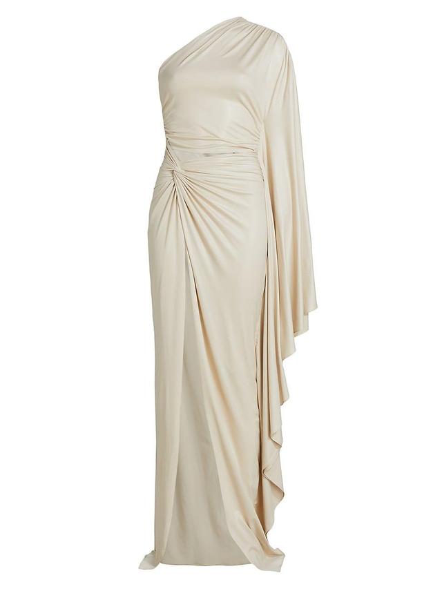 Womens One-Shoulder Coated Jersey Gown Product Image