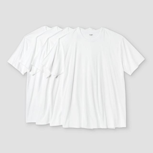 Mens Big & Tall Short Sleeve 4pk Crewneck T-Shirt - Goodfellow & Co White 5XL Product Image