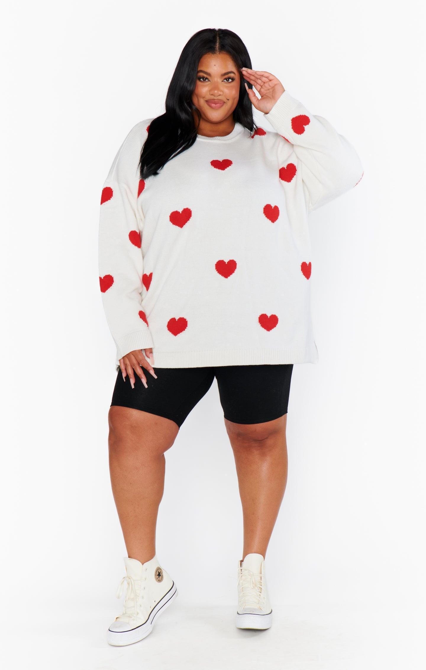 Go To Sweater ~ Tossed Heart Knit Red Product Image