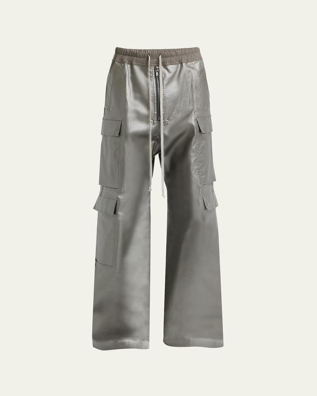 Mens Coated Denim Wide-Leg Cargo Belas Pants Product Image