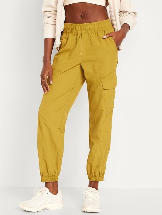 High-Waisted Ankle-Zip Cargo Joggers Product Image