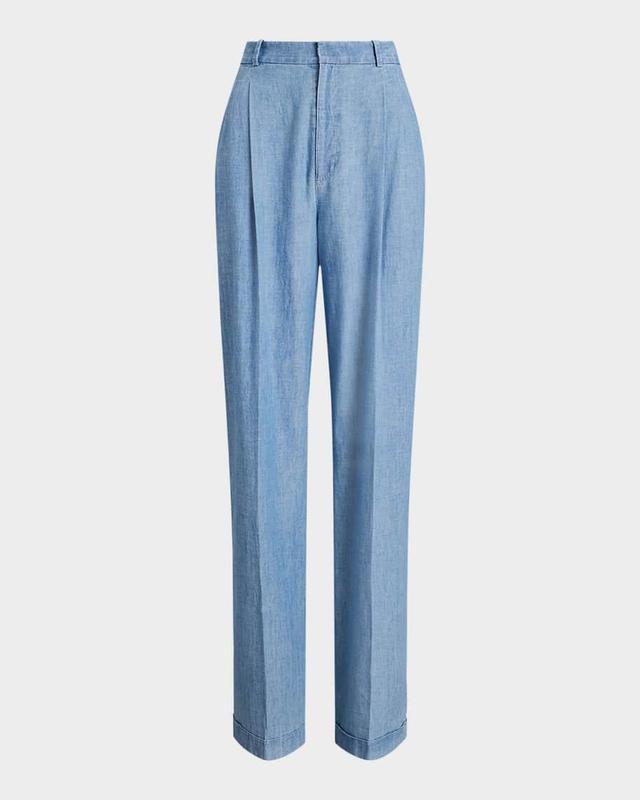 Cotton Chambray Wide-Leg Pants Product Image