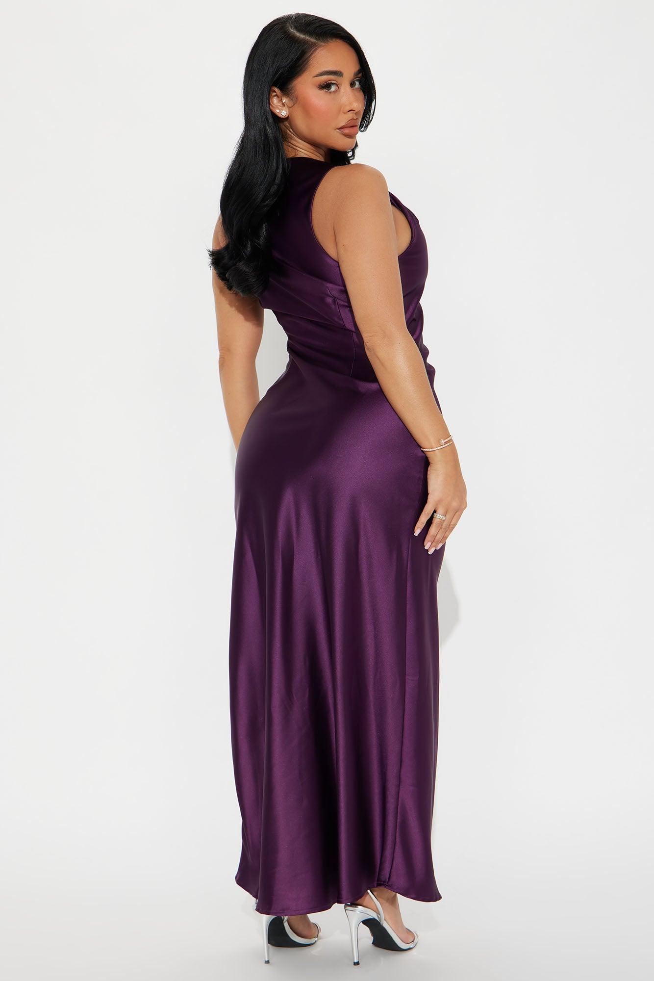 Marielle Satin Maxi Dress - Plum Product Image