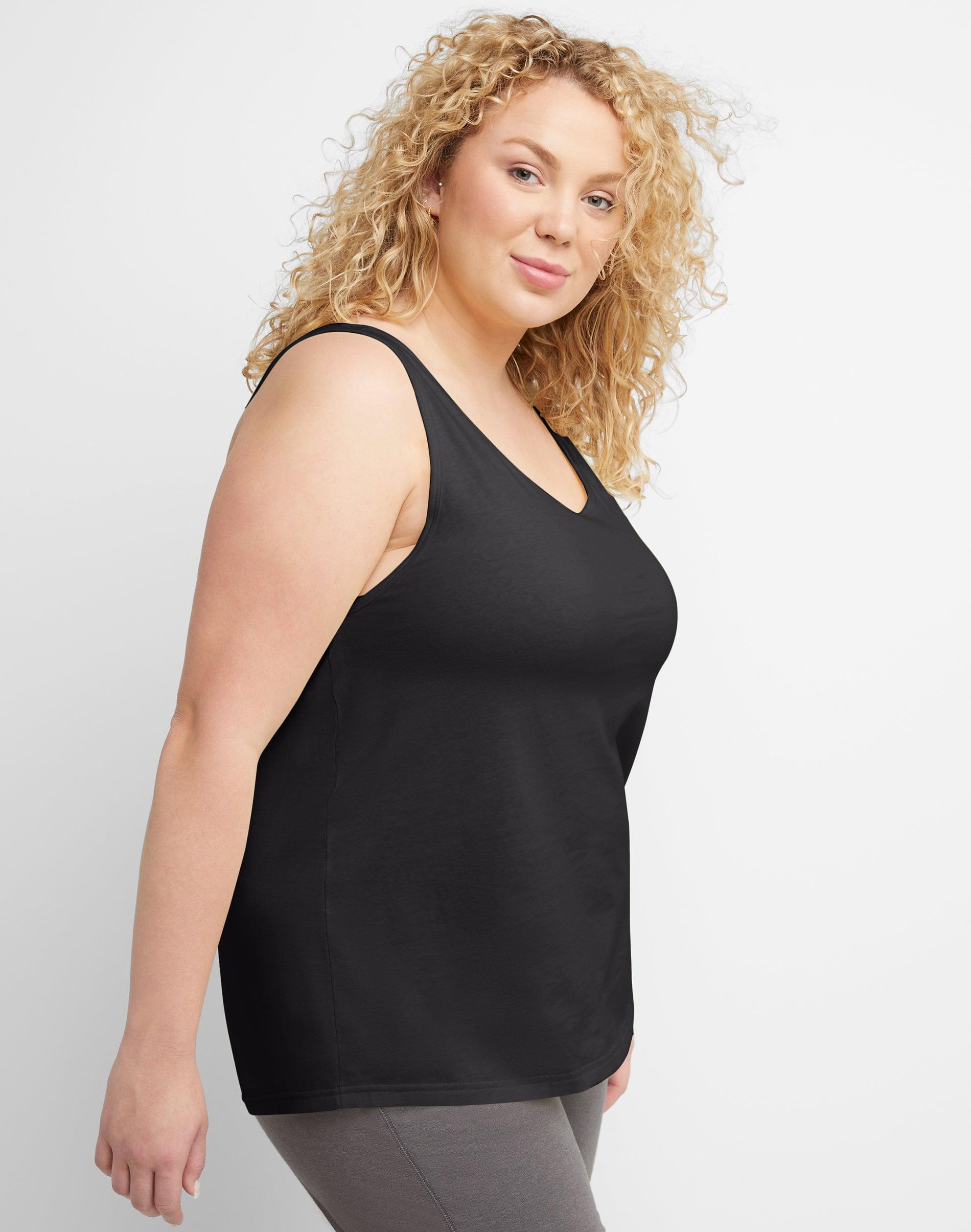 Hanes Originals Womens Tri-Blend Tank Top, Plus Size Black 2X Product Image