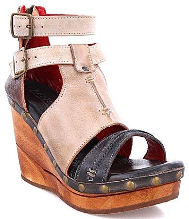 Bed Stu Princess Studded Multi-Tone Leather Platform Wedge Sandals Product Image