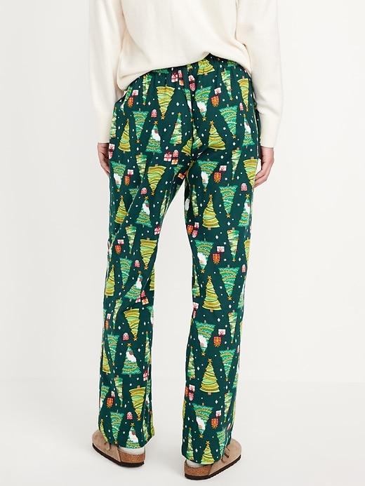 Mid-Rise Printed Flannel Pajama Pants Product Image