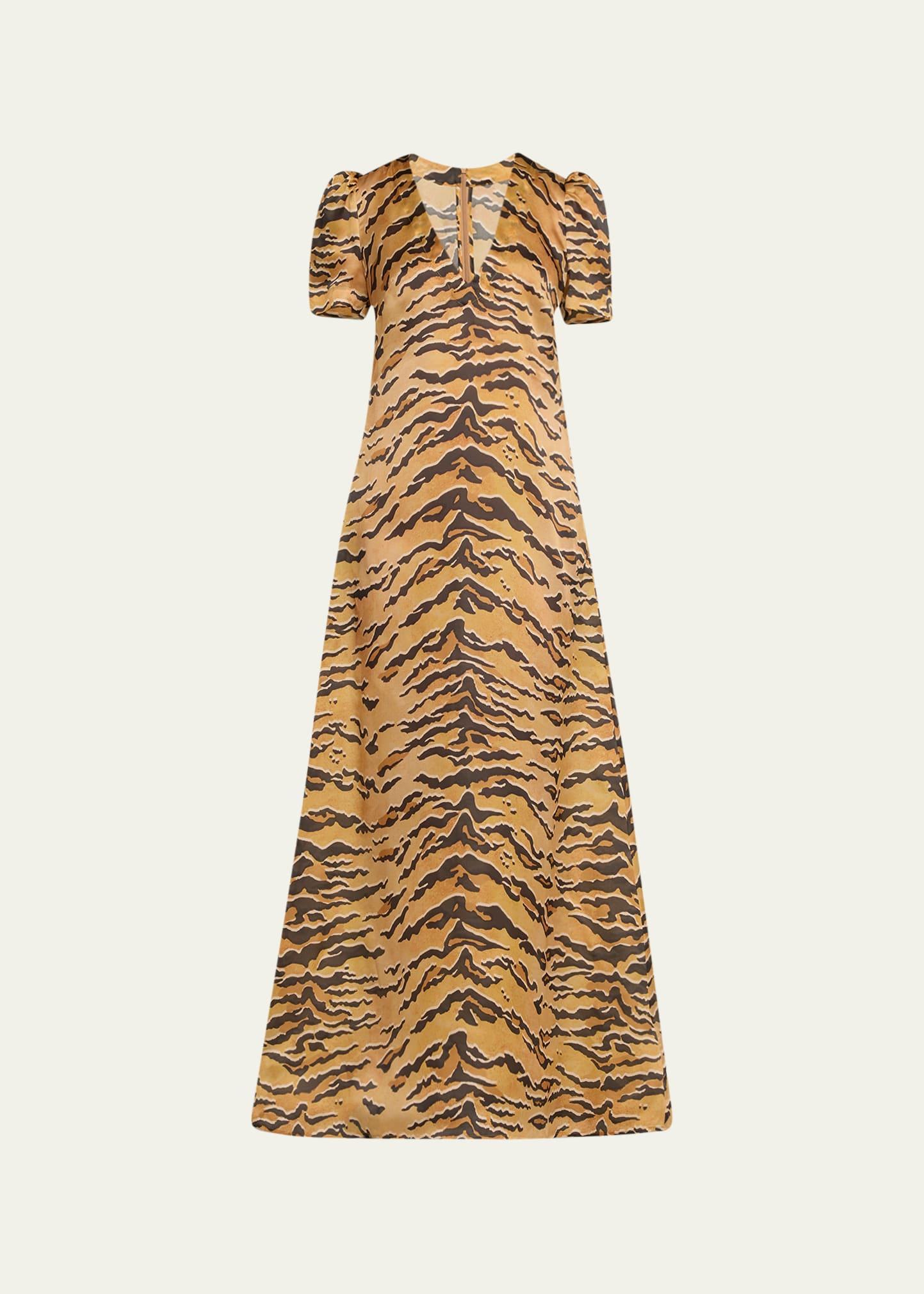 Womens Matchmaker Tiger-Print Silk Maxi Dress Product Image