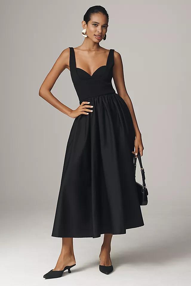 ESTHÉ Sleeveless Sweetheart Ribbed Poplin Midi Dress Product Image