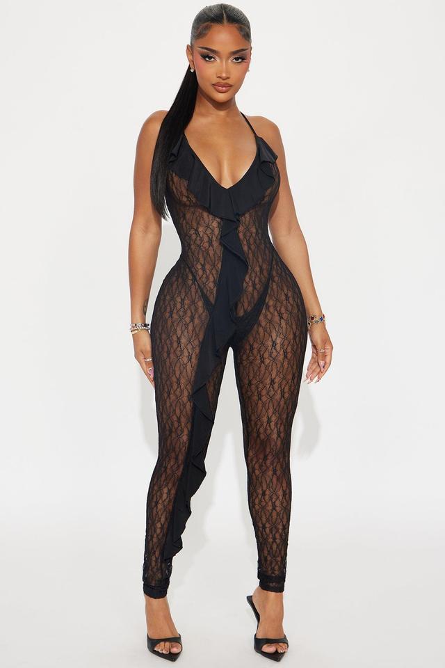 Say My Name Lace Jumpsuit - Black Product Image