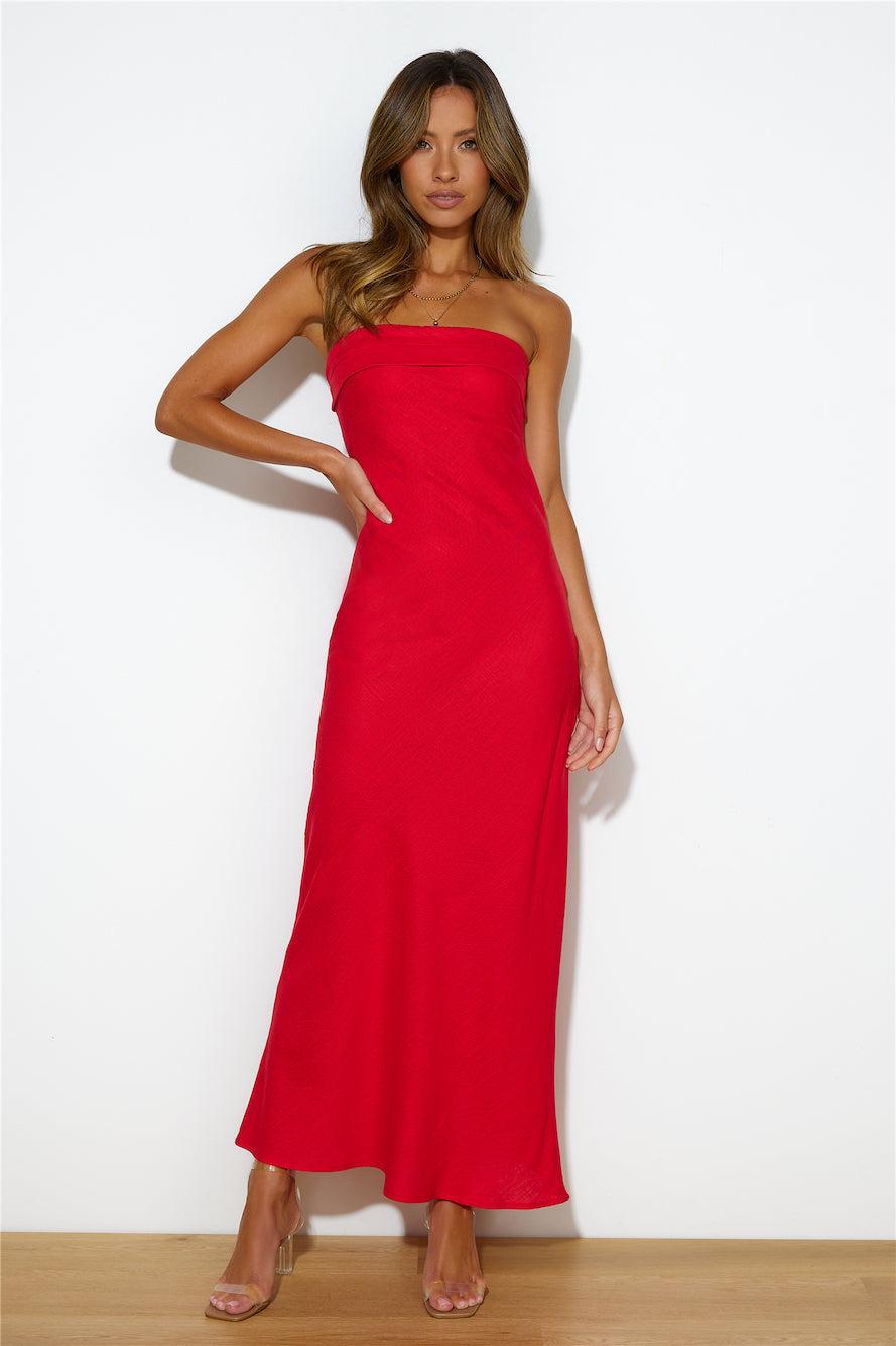 Chilling On My Own Maxi Dress Red Product Image