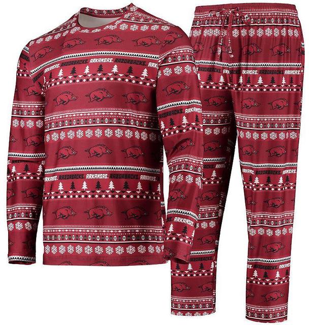 Mens Concepts Sport Cardinal Arkansas Razorbacks Ugly Sweater Long Sleeve T-Shirt and Pants Sleep Set Product Image