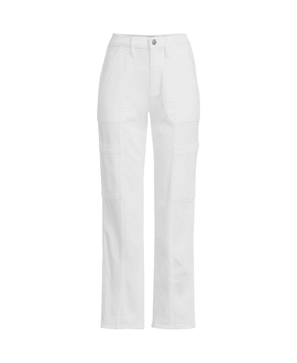 Womens Lands End High-Rise Utility Cargo Ankle Jeans Product Image