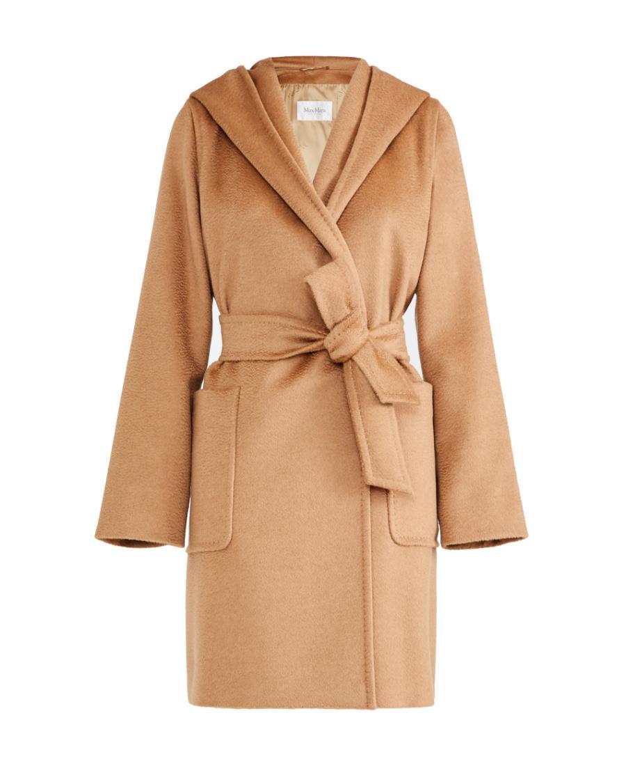 MAX MARA Hooded Wrap Coat In Beige Product Image