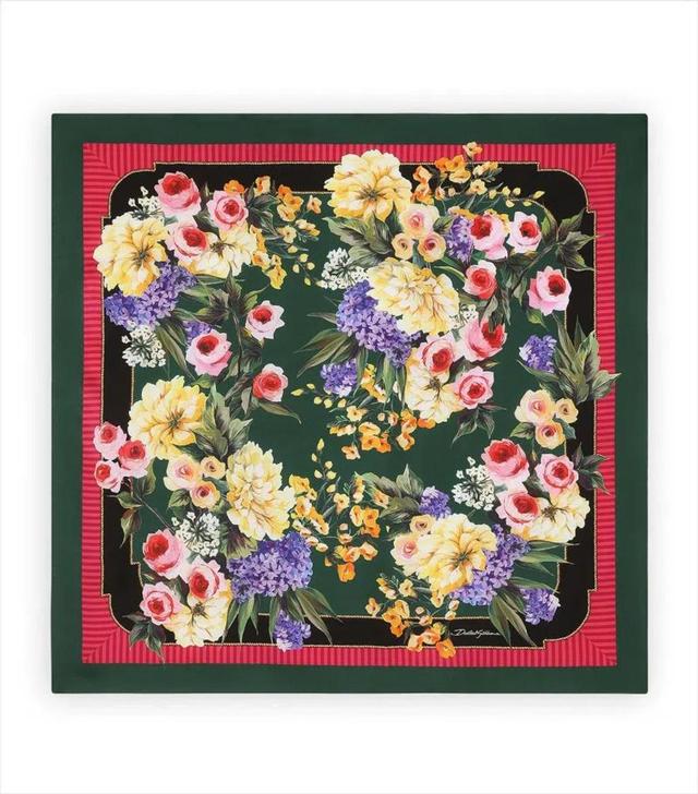 Silk Foulard Floral Print Scarf In Multi Product Image