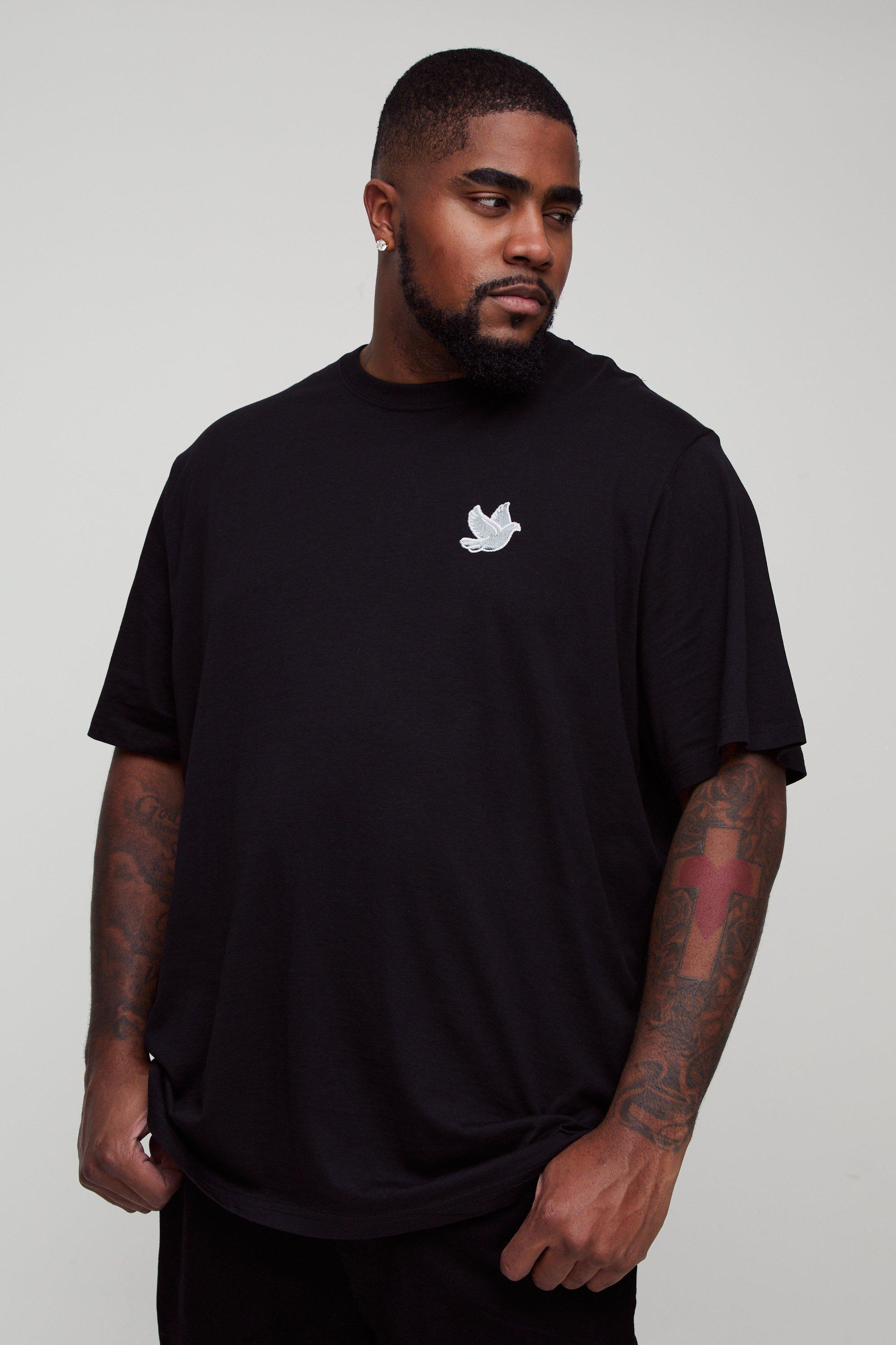 Plus Dove Embroidered T-Shirt | boohooMAN USA Product Image