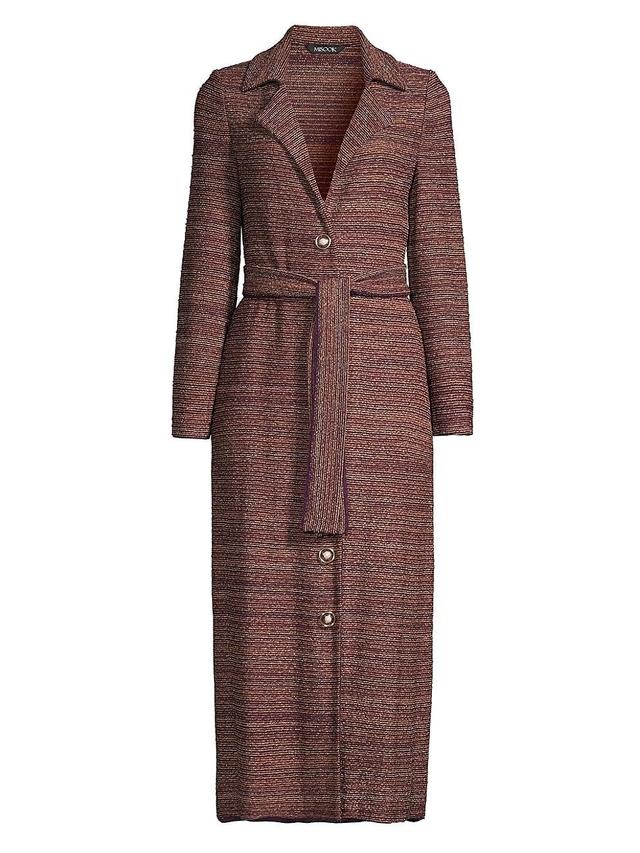 Womens Tweed-Knit Belted Trench Coat Product Image