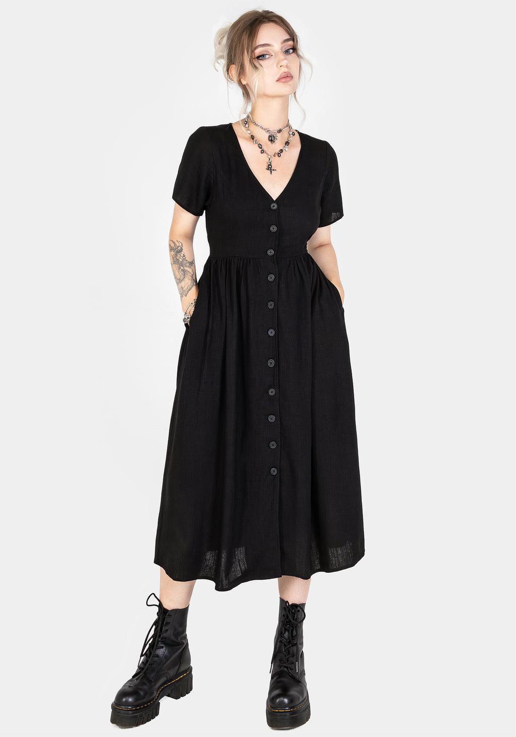 Rowan Linen Button Up Midi Dress Product Image