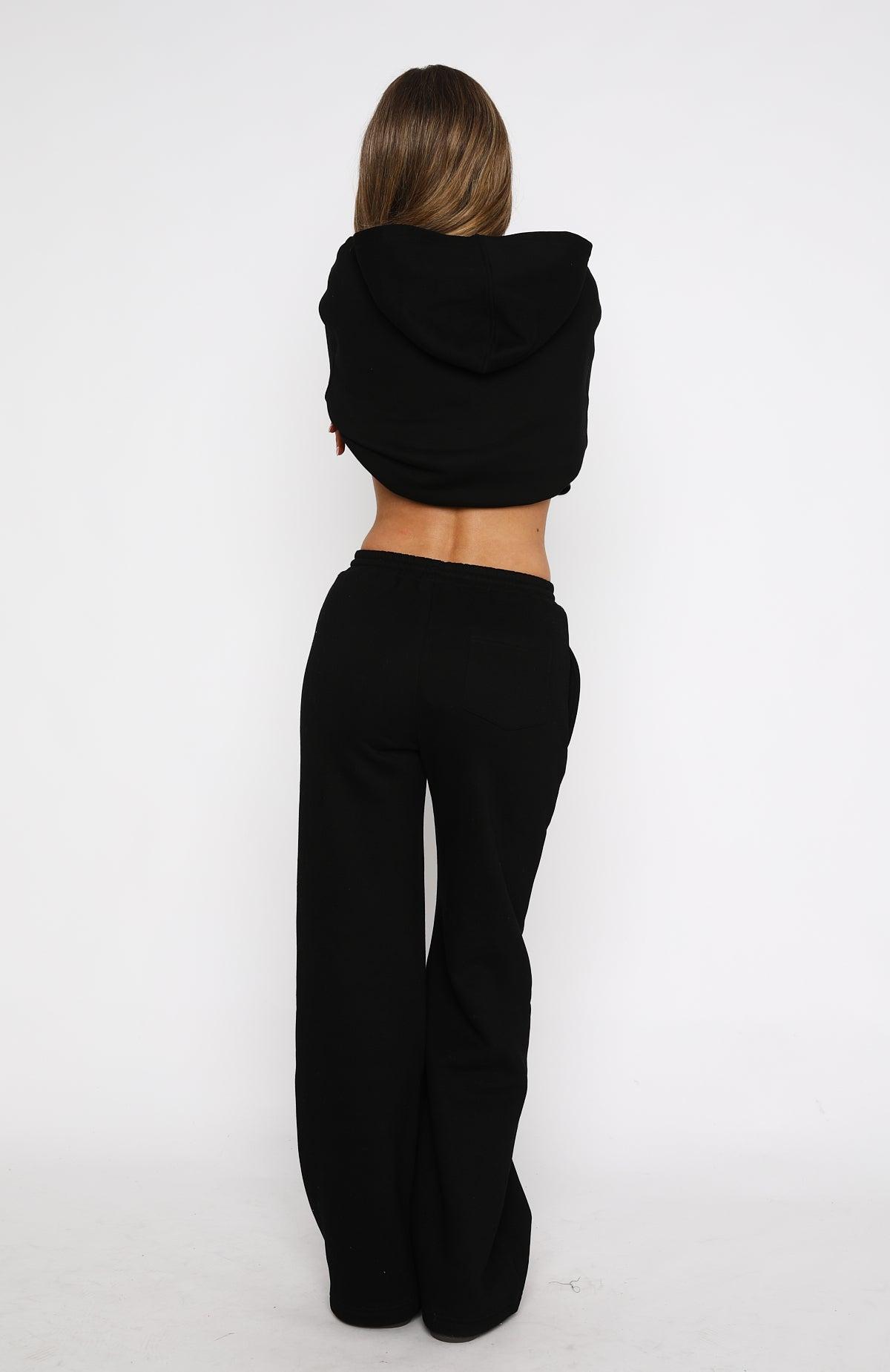 Match Your Words Wide Leg Sweatpants Black Product Image