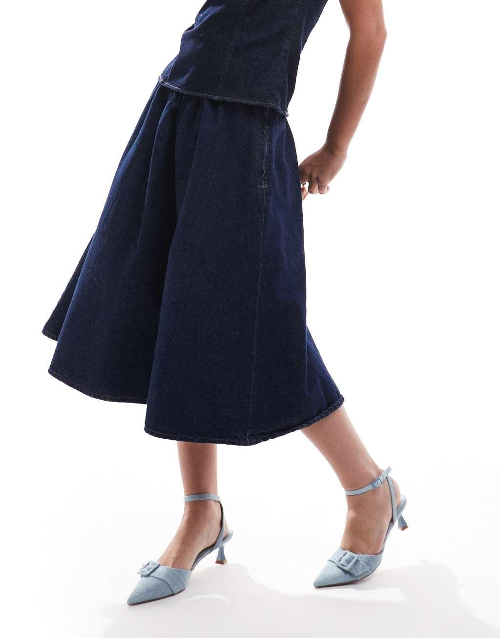 ASOS DESIGN denim circle skirt in indigo Product Image