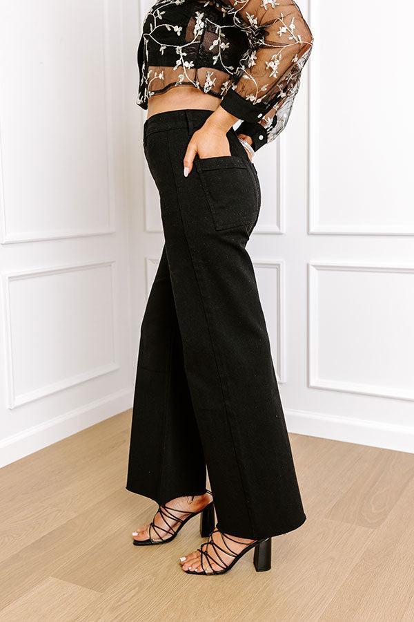 The Adriana High Waist Wide Leg Jean in Black Product Image