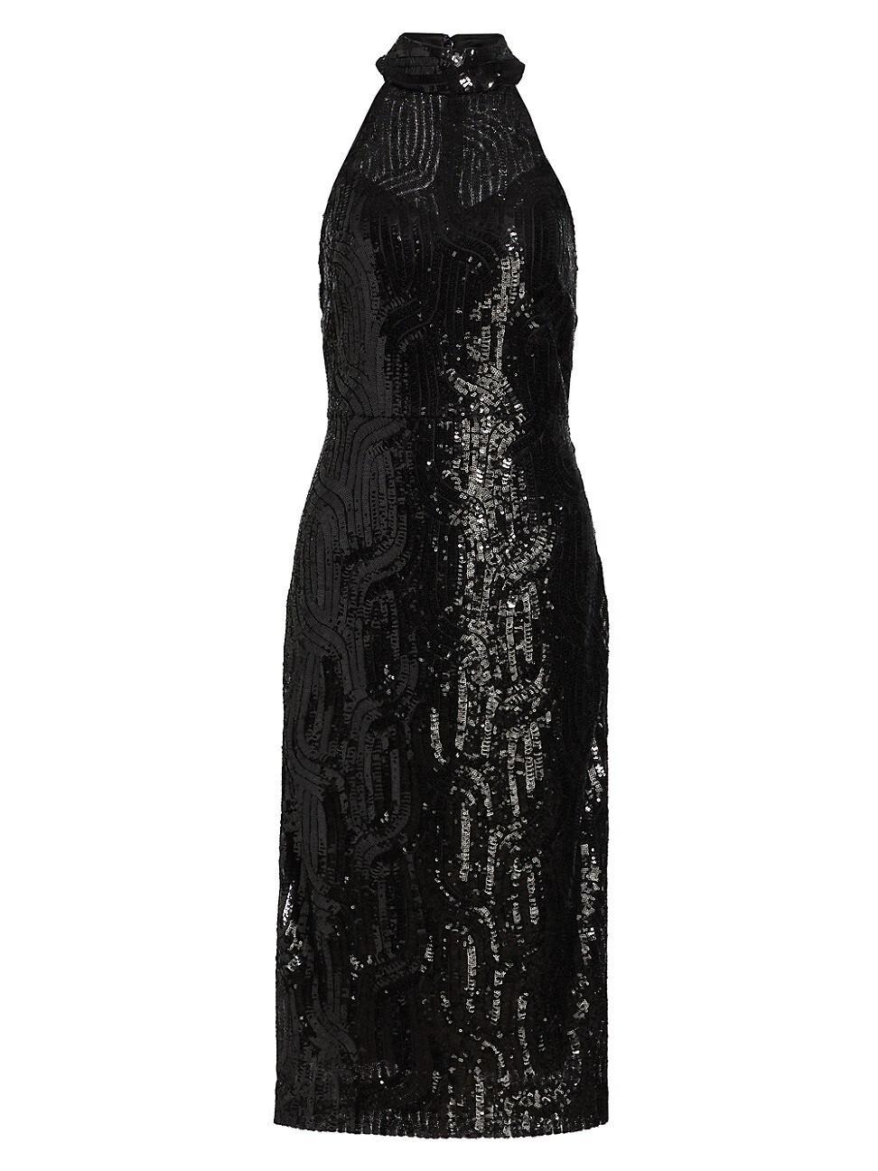 Womens Bella Sequin Halterneck Midi-Dress Product Image