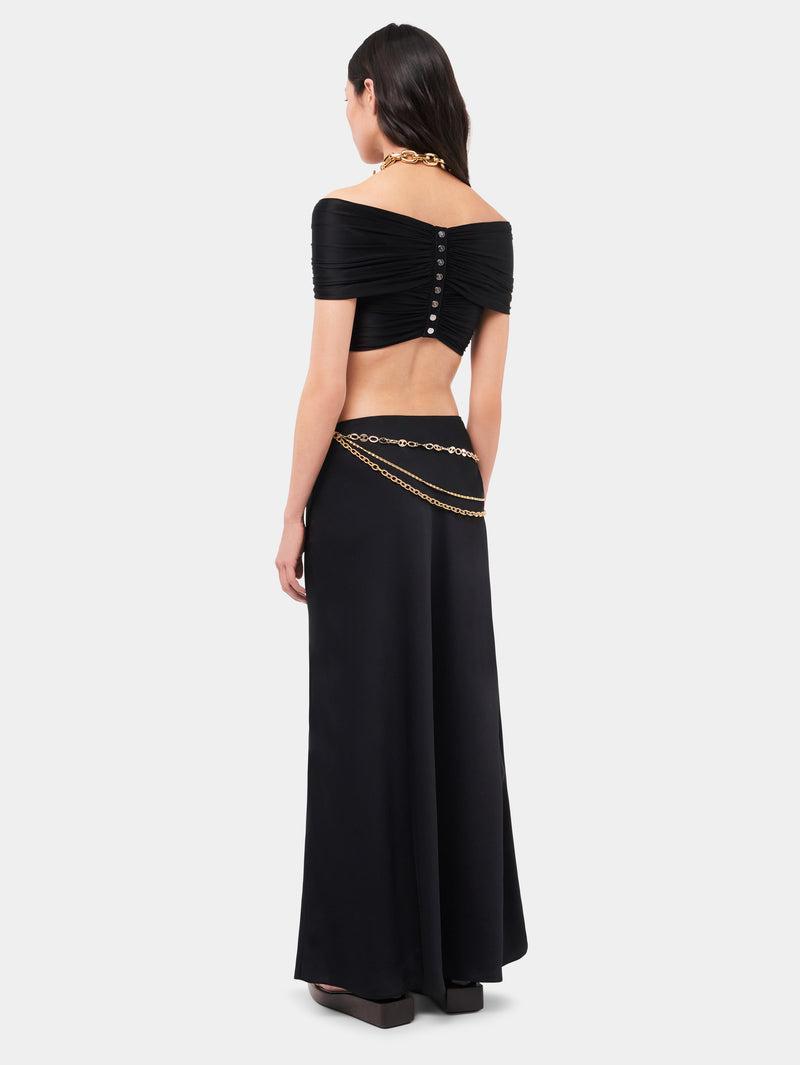 Long black skirt embellished with "eight" signature chain Product Image