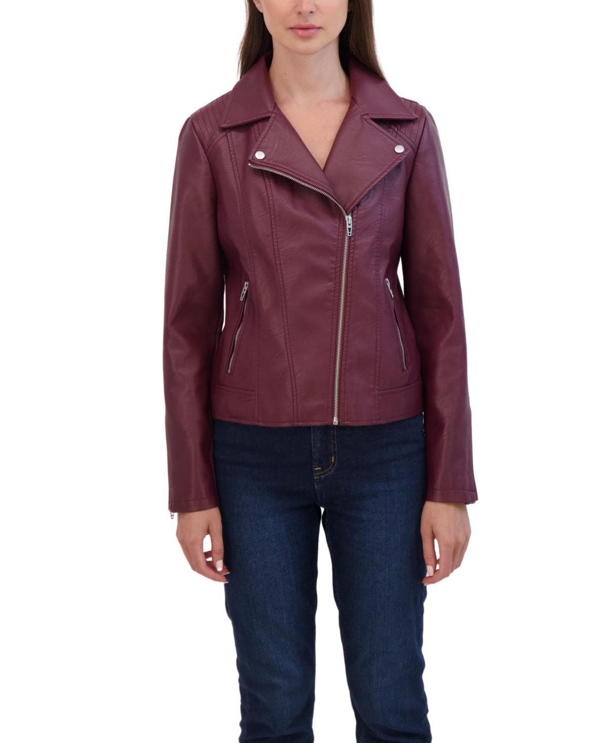 Sebby Collection Womens Faux Leather Biker Jacket Product Image